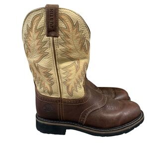Men’s Justin Leather Stampede Original Western Work Boots, Size 9D.